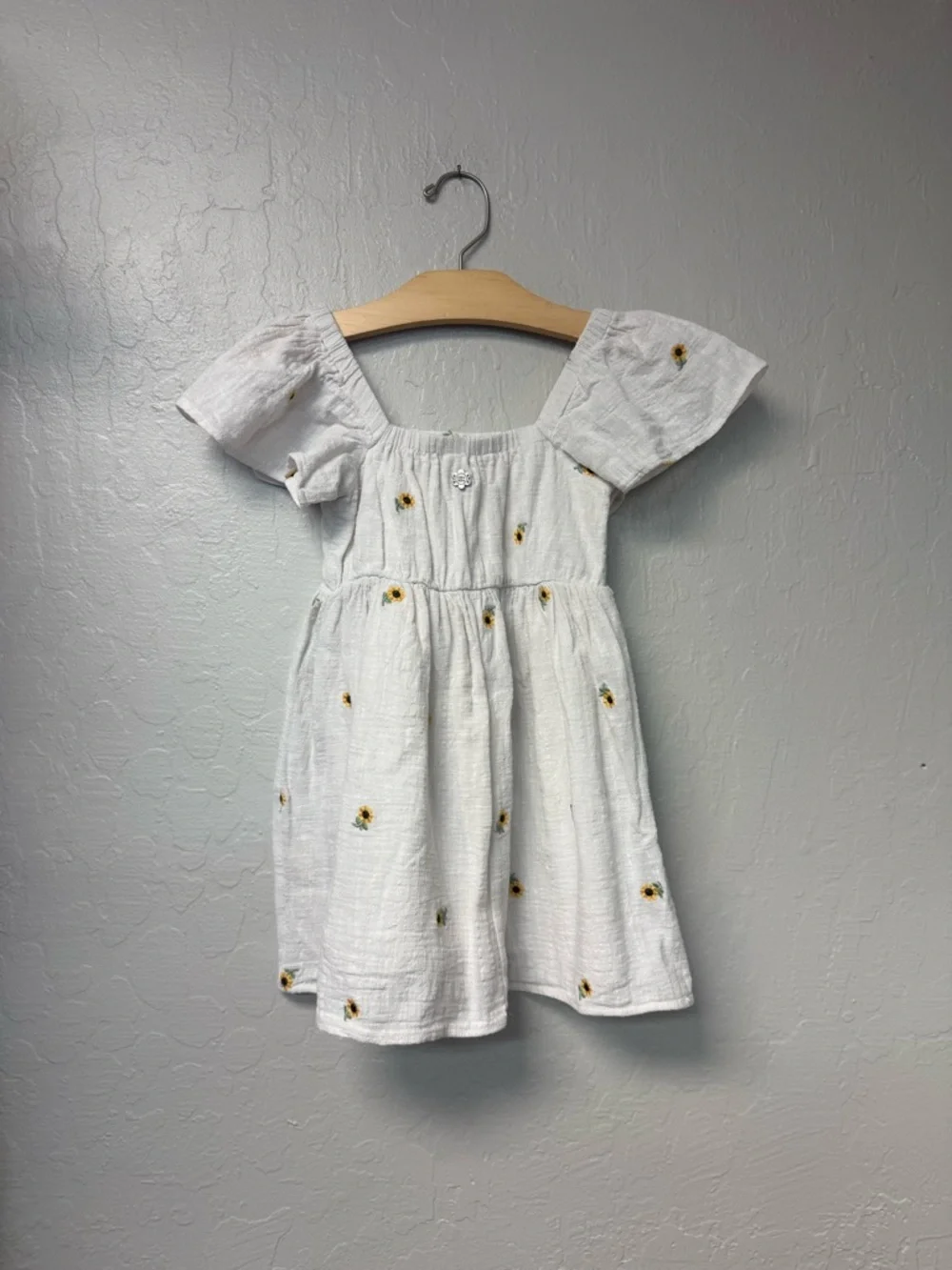 $26 ADD ON‎ Ghanda White Square Neck Dress Sunflower 3-4Y Janie and Jack Zara